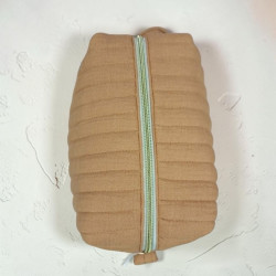 Trousse Make up camel brodée