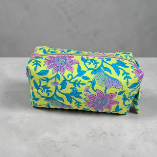Trousse grand format coton indien Jaune/Bleue