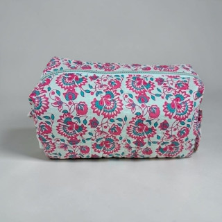 Trousse grand format coton indien Rose/Jaune