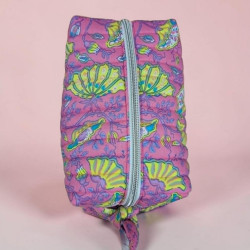 Trousse grand format coton indien Blanche/Rose/Bleue
