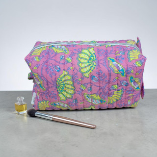 Trousse grand format coton indien Blanche/Rose/Bleue