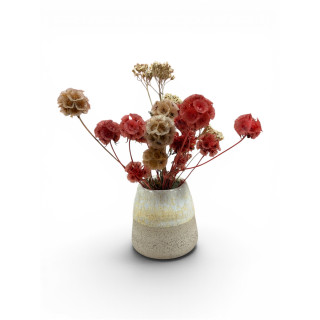 Vase en grés émaillé sur le haut + fleurs séchées