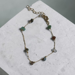 Bracelet doré avec pierres concassées Multi Quartz