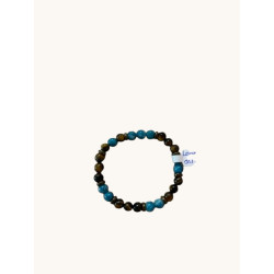 Bracelet en perles de pierres larimar et oeil de tigre