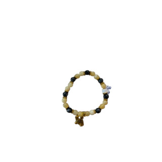 Bracelet en perles de pierres calcite jaune et labradorite