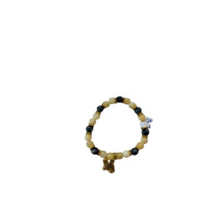 Bracelet en perles de pierres calcite jaune et labradorite