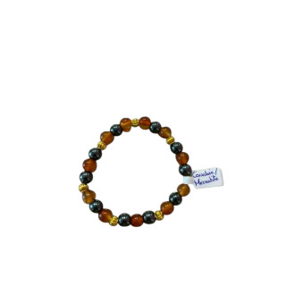 Bracelet en perles de pierres comalite et hematite