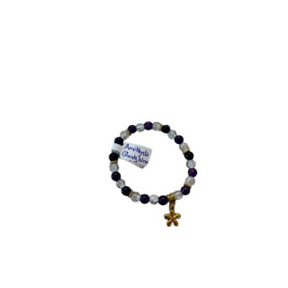 Bracelet en perles de pierres améthyste et quartz blanc