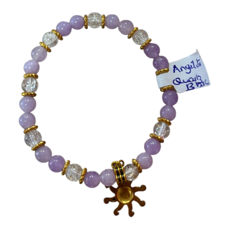 Bracelet en perles de pierres Angélite quartz blanc