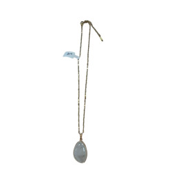 Collier dorée quatz blanc