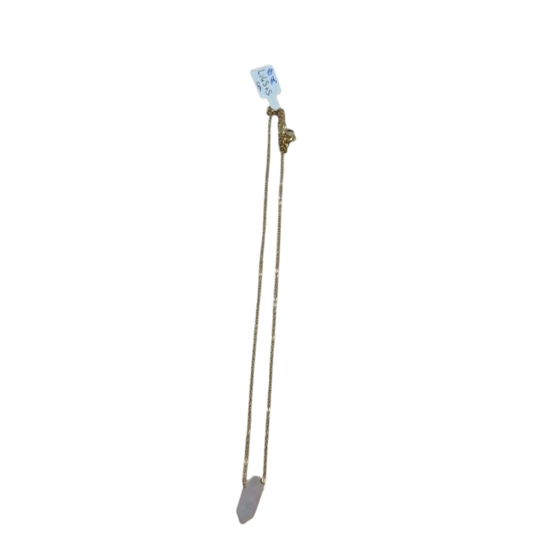 Collier dorée quatz blanc