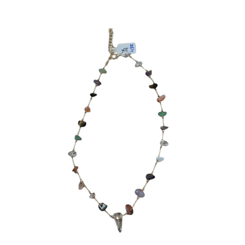 Collier argenté quartz divers