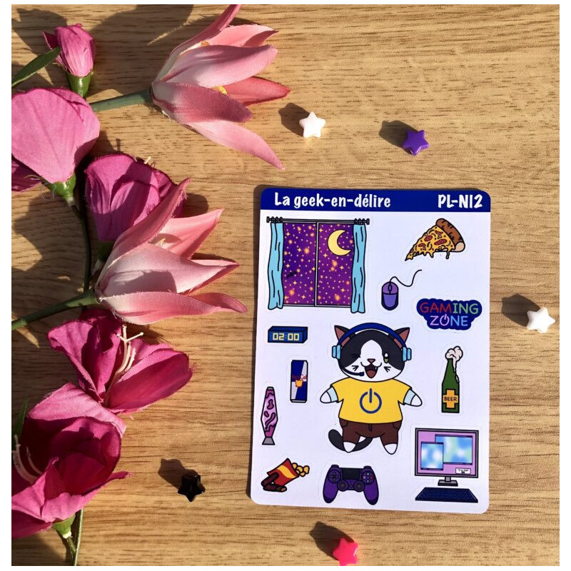 Planches de stickers Night Gamer Pl-N12