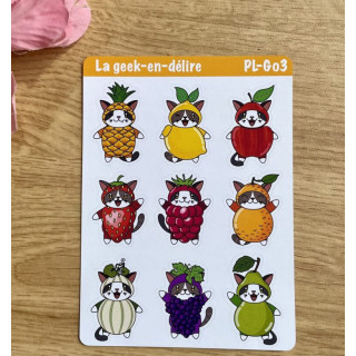 Planches de stickers Fruity cats Pl-Go3
