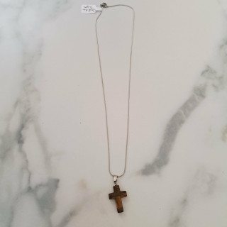 Collier argenté oeil de tigre