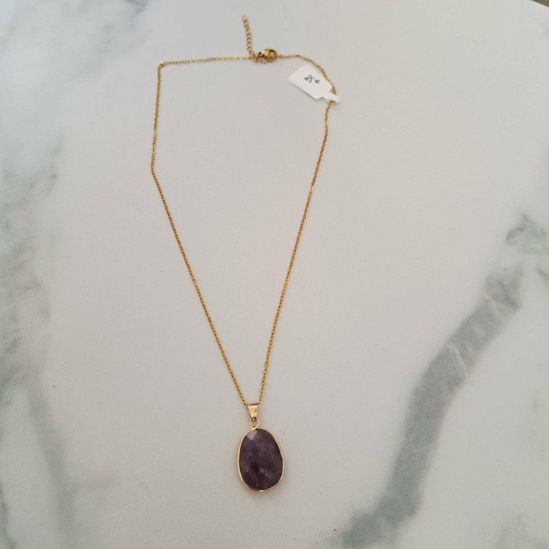 Collier dorée améthyste