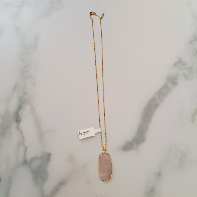 Collier argenté quartz rose