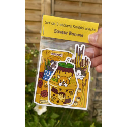 Set Stickers konbini snacks banane