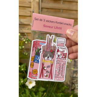 Set Stickers konbini snacks litchi