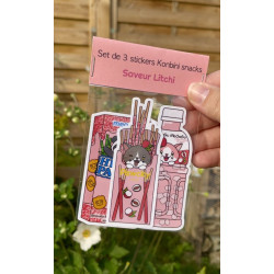Set Stickers konbini snacks litchi
