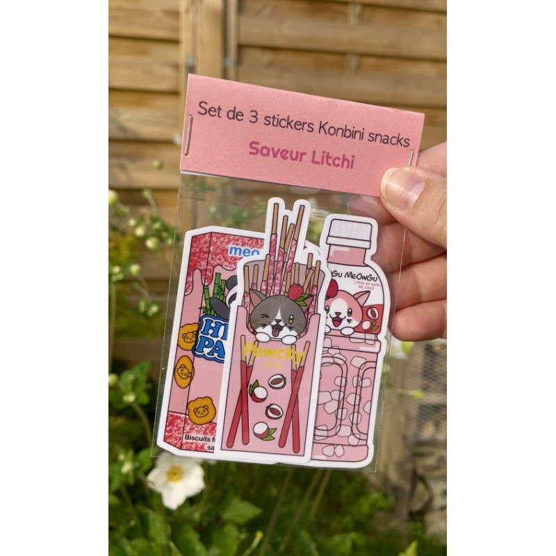Set Stickers konbini snacks litchi