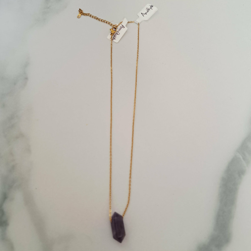 Collier dorée améthyste