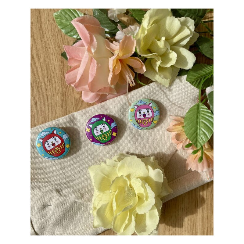 Badges Daruma rose