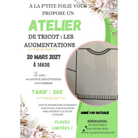 20 mars 2027 - Atelier Tricot - Les augmentations