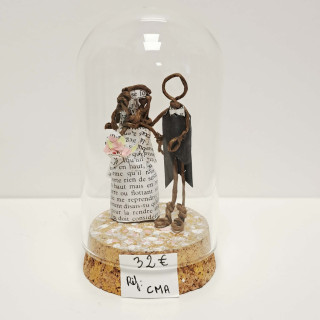 Déco sous cloche en papier et fil kraft armé- REF CMA marié