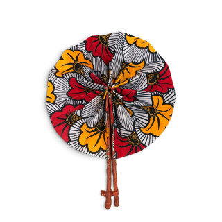 Éventail pliant en Wax & sa pochette assortie