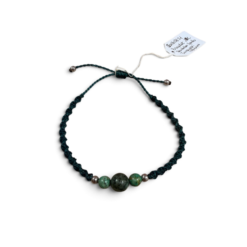 Bracelet tourbillon 3 perles turquoise africaine SOH305851