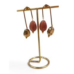 Boucle d'oreilles rose et doré