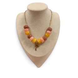 Collier bille de couleur et palmier