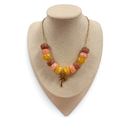 Collier bille de couleur et palmier