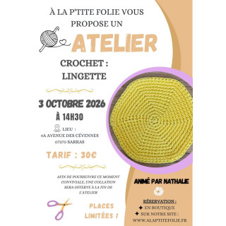 10 octobre 2027 - Atelier de crochet - Lingette