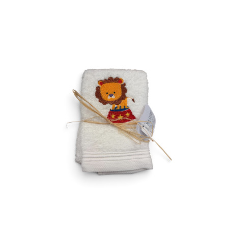 Serviette brodée lionceau