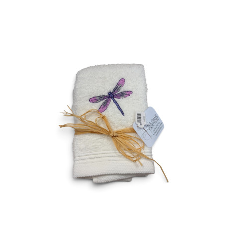 Serviette brodée libellule