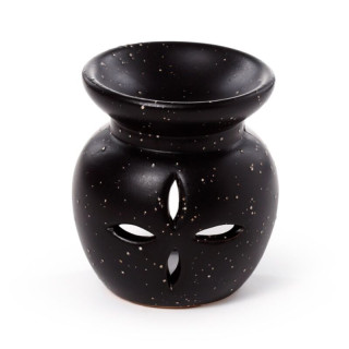 Brûle-parfum noir – Fleur découpée effet pierre
