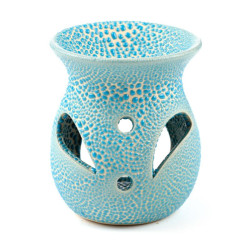 Petit brûle-parfum bleu en céramique - Design craquelé