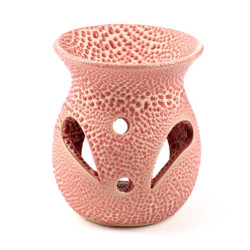 Petit brûle-parfum rose en céramique - Design craquelé