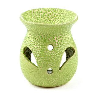 Petit brûle-parfum vert en céramique - Design craquelé