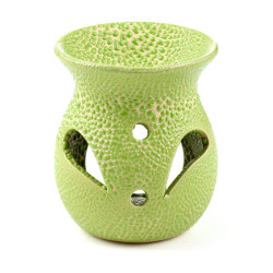 Petit brûle-parfum vert en céramique - Design craquelé