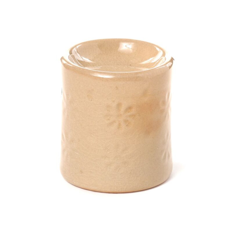 Brûle-parfum - Fleurs en reliefs beige