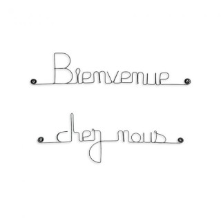 " Bienvenue chez nous " - Message simple en fil de fer  - à punaiser - Bijoux de mur