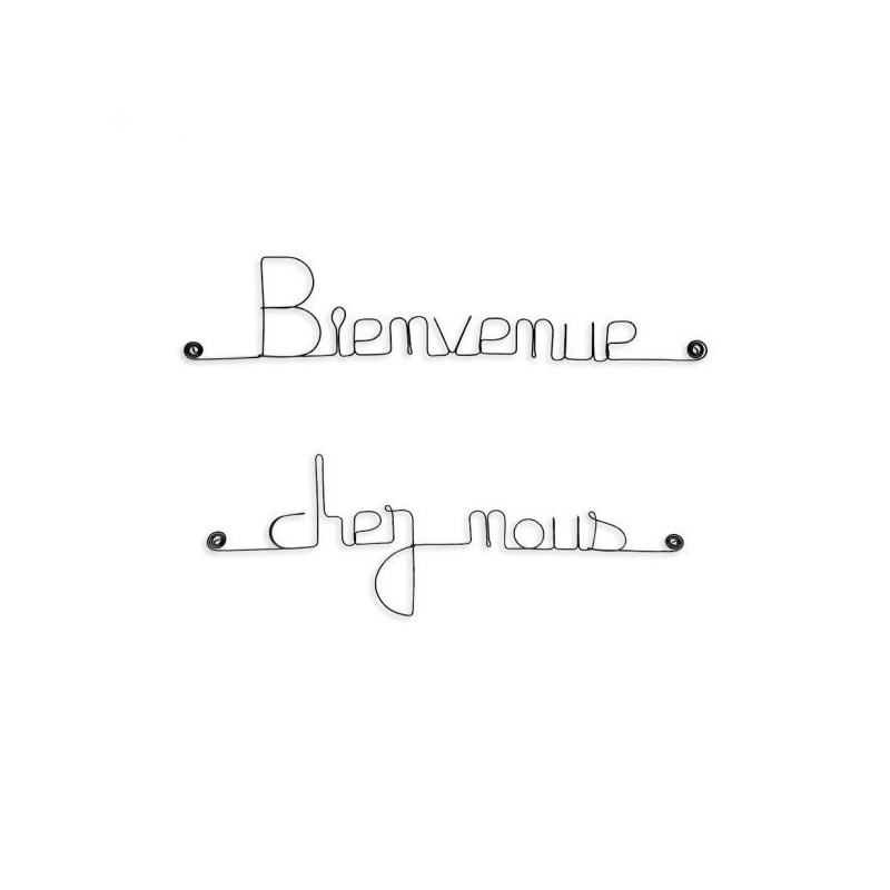 " Bienvenue chez nous " - Message simple en fil de fer  - à punaiser - Bijoux de mur