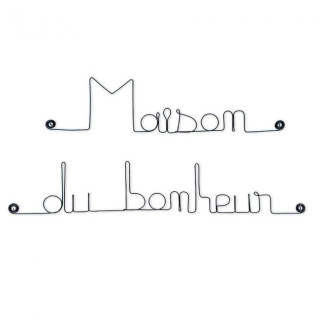 " Maison du bonheur " - Message simple en fil de fer  - à punaiser - Bijoux de mur ( Ref MS-03)