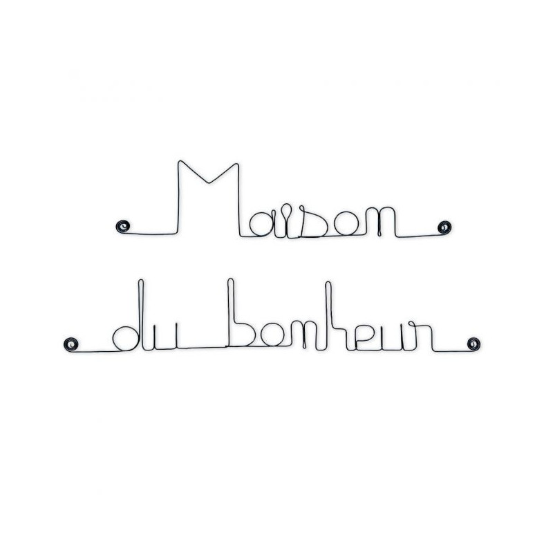 " Maison du bonheur " - Message simple en fil de fer  - à punaiser - Bijoux de mur ( Ref MS-03)