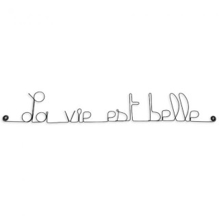 " La vie est belle " - Message simple en fil de fer  - à punaiser - Bijoux de mur (Ref MS-05)