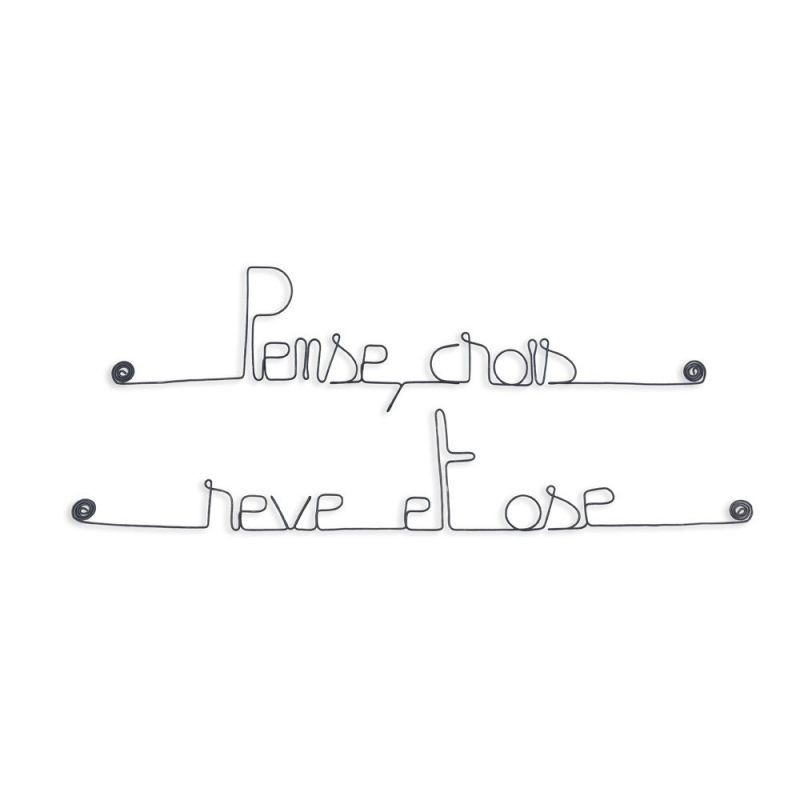 " Pense crois rêve et ose " - Citation en fil de fer - à punaiser - Bijoux de mur (Ref CS-05)