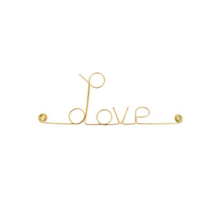 " Love"  - Message simple en fil de fer en laiton doré - à punaiser - Bijoux de mur (Ref LAI-04)